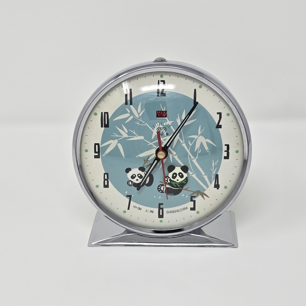 🐼 Vintage Diamond Panda Alarm Clock | Chrome Finish | Works Great! Niche